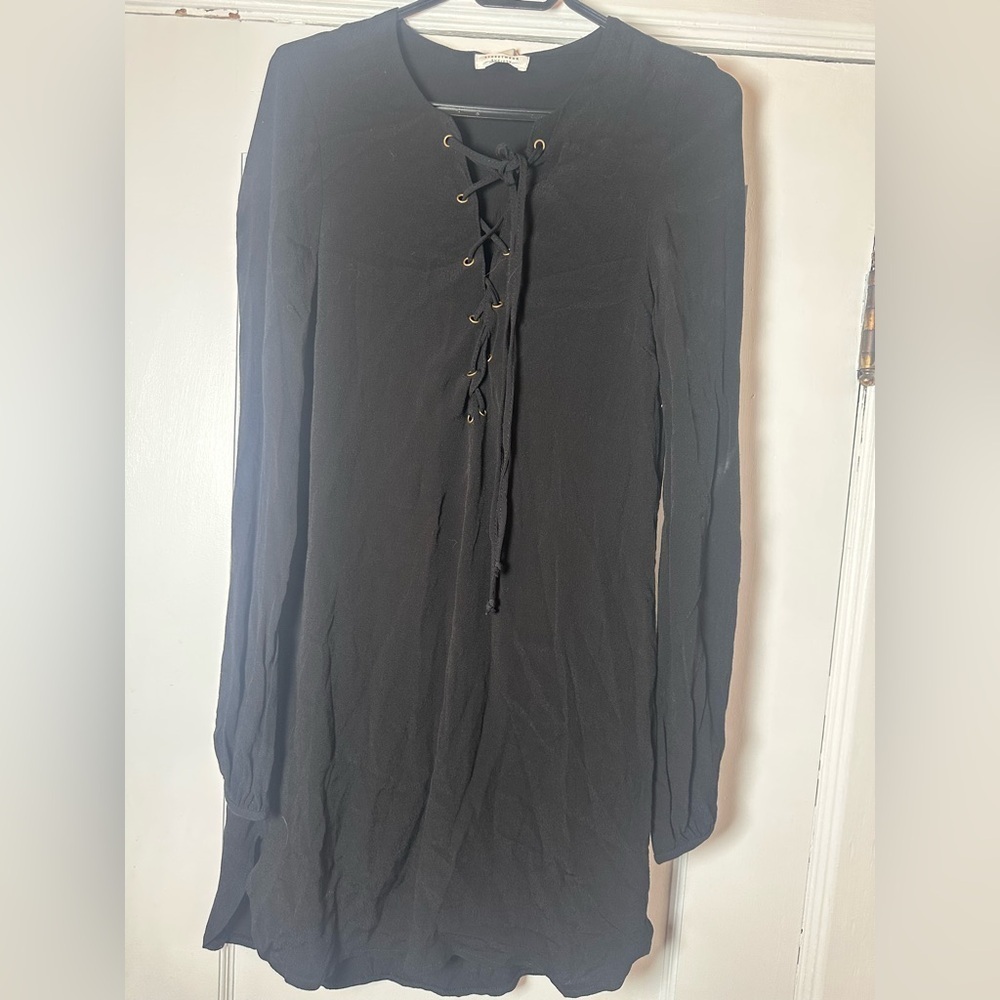 M🖤 Streetwear Society Black Lace-Up Mini Dress | Size Small